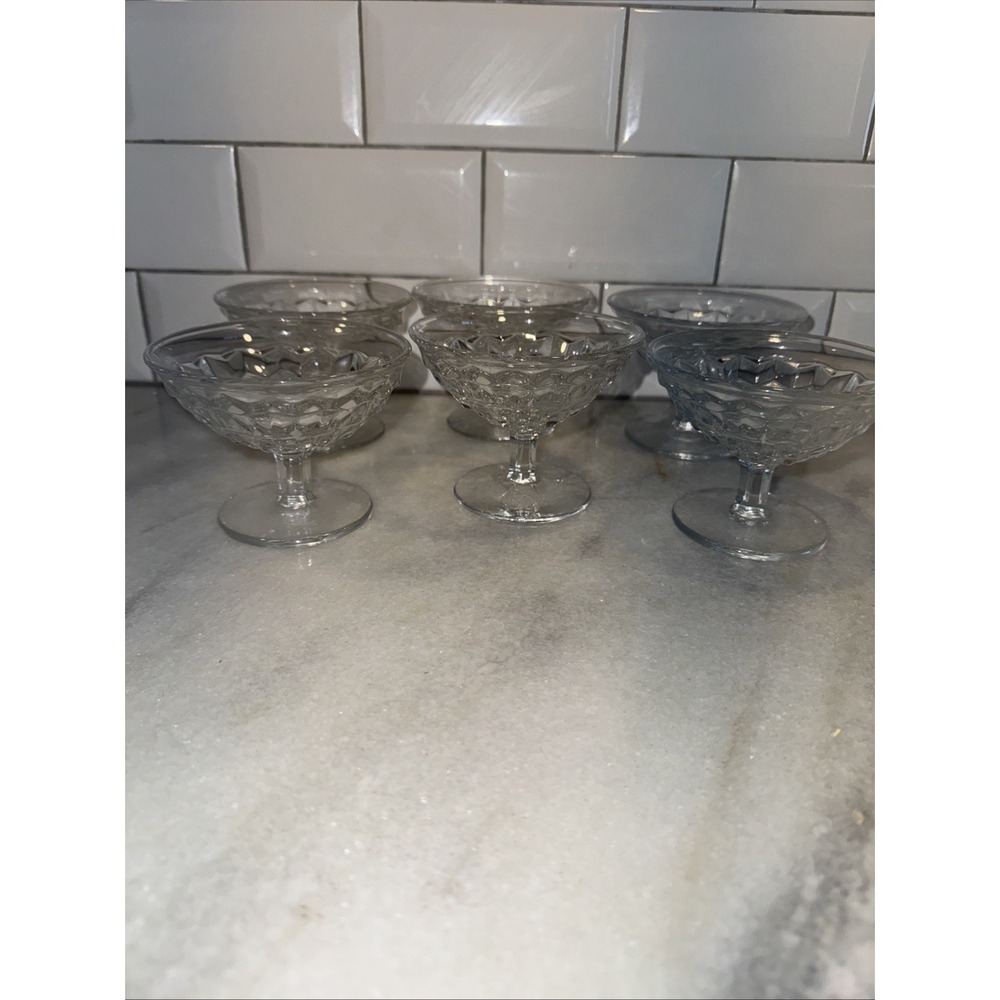 Set of 6 Vintage Fostoria American Glass 4 oz. Sherbet‎ Dessert Cup ~ 3-1/2"